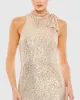 Gold Soft Tie Halter Neck Sequin Gown sold by Mac Duggal