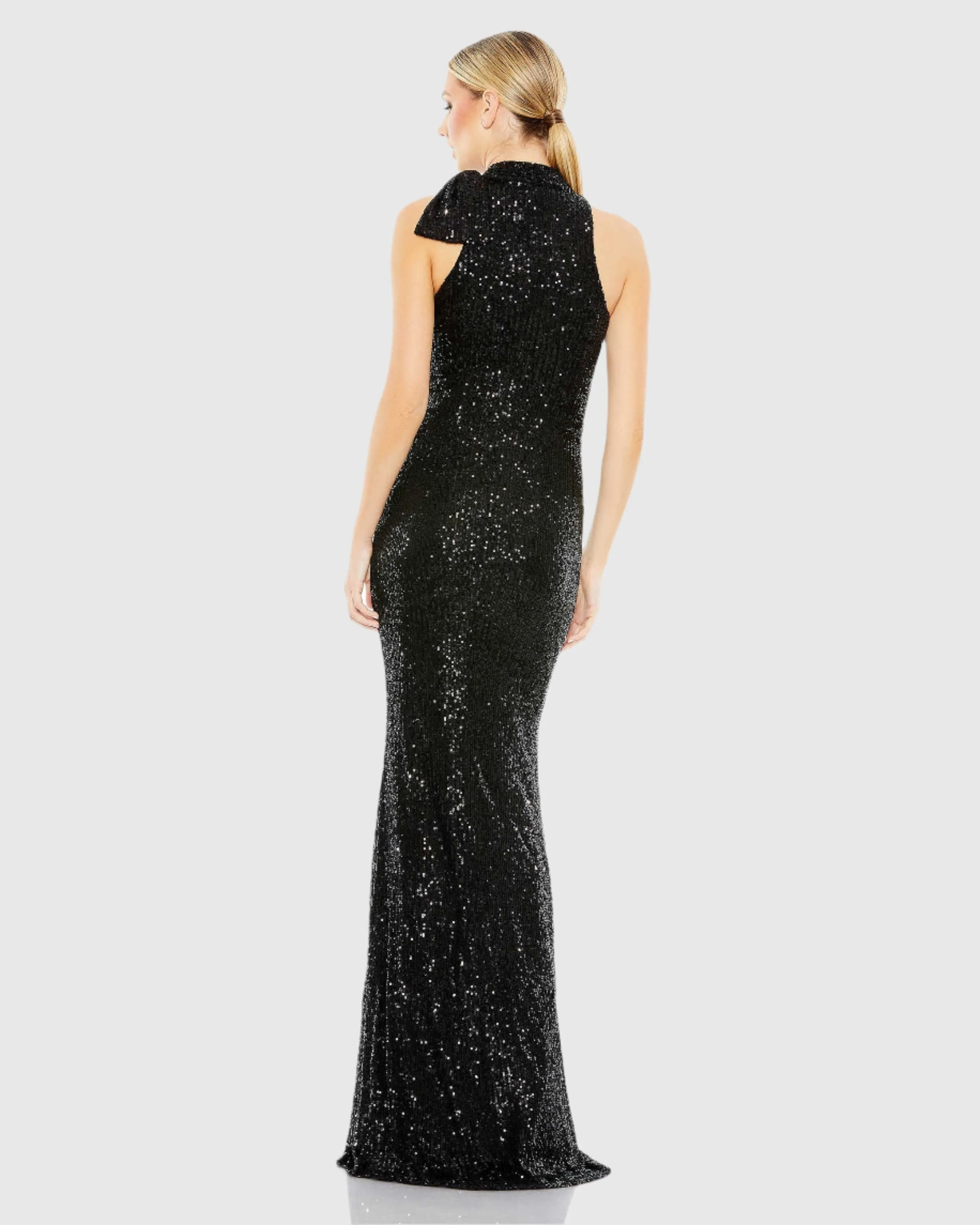 Black Soft Tie Halter Neck Sequin Gown - FINAL SALE sold by Mac Duggal product image thumbnail 3