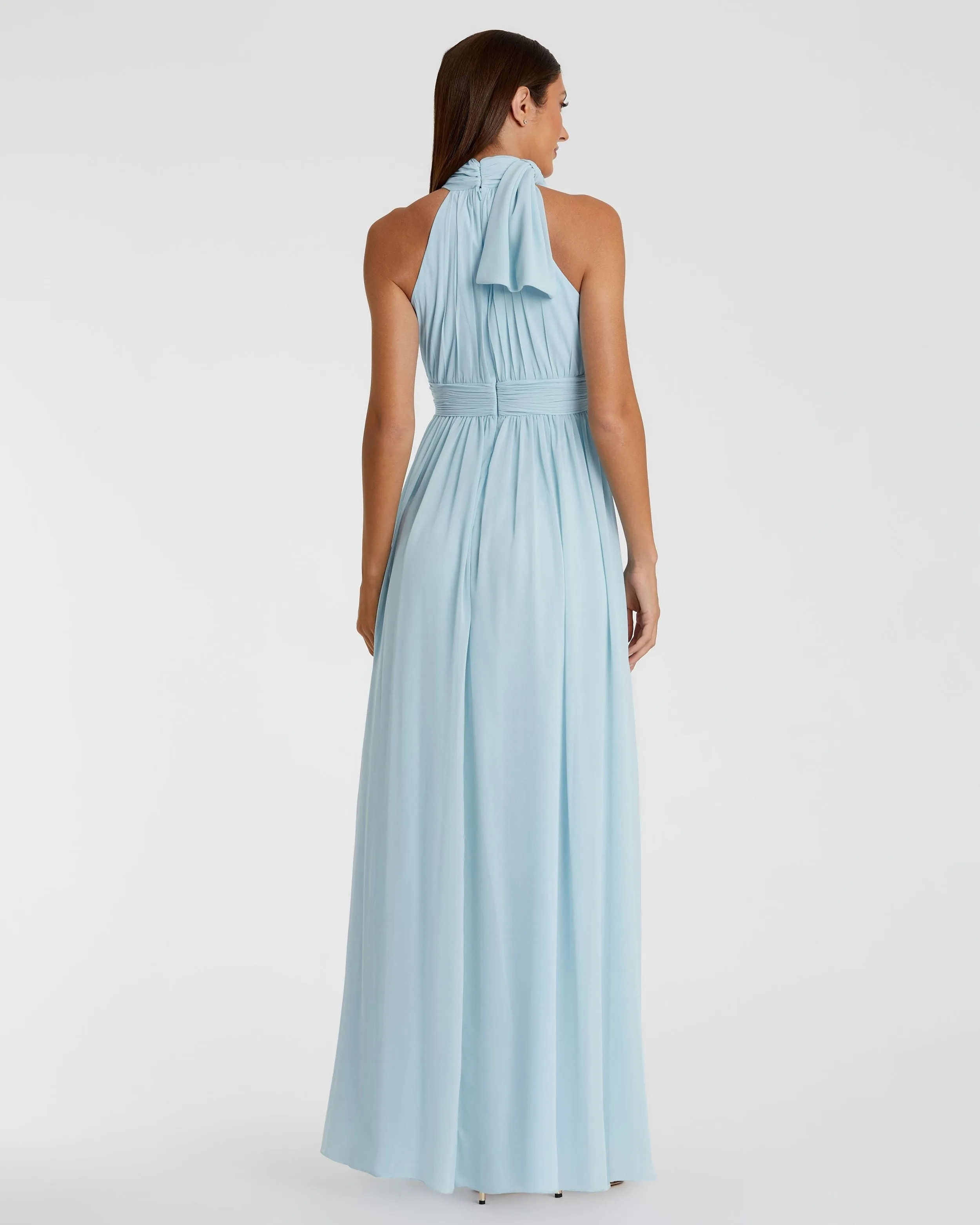 Blue High Neck Chiffon Gown sold by Mac Duggal product image thumbnail 3