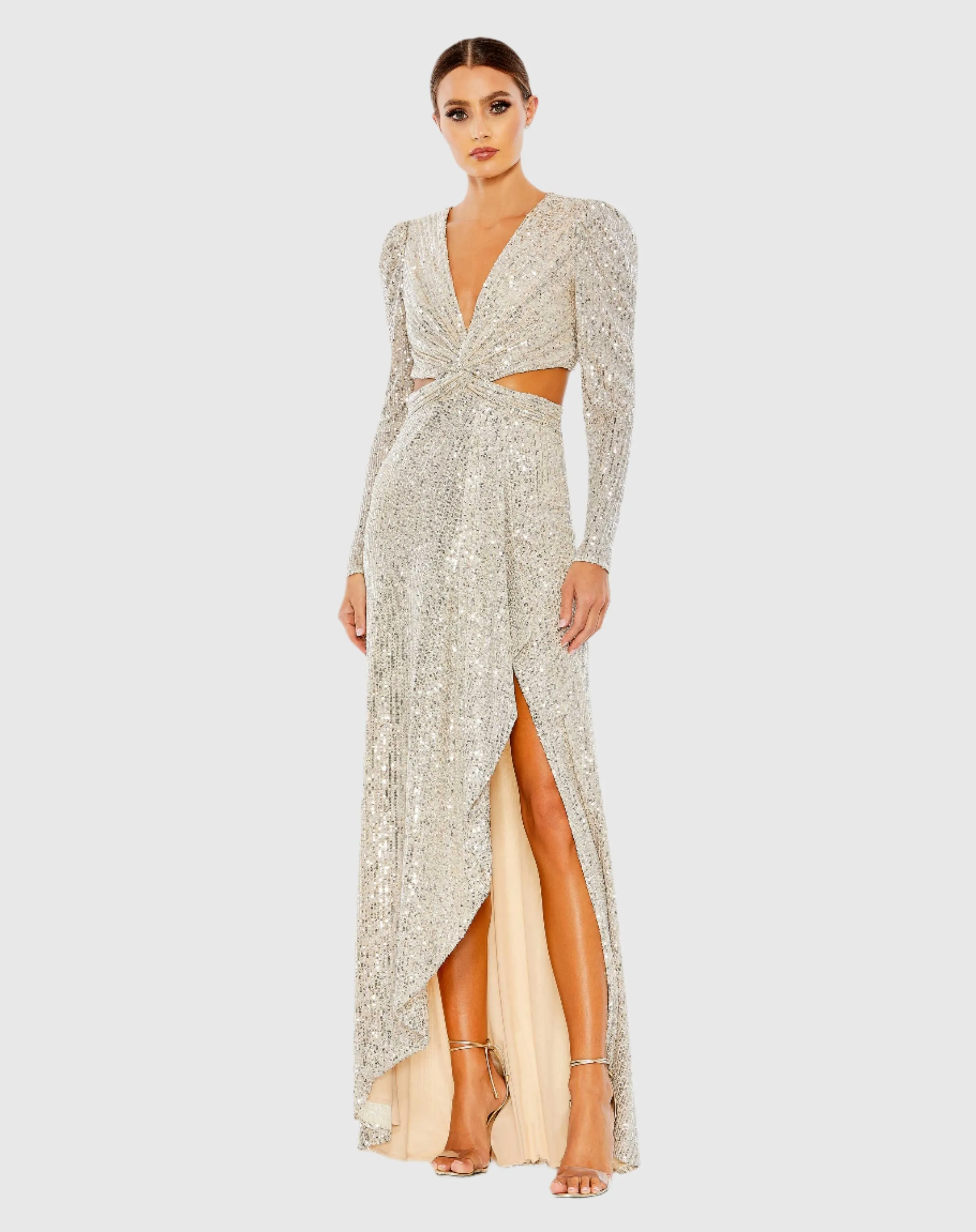 Sequined Criss Cross Long Sleeve Gown sold by Mac Duggal product image thumbnail 2