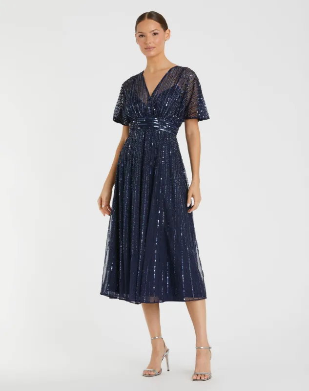 A Line Embellished Short Sleeve Dress sold by Mac Duggal
