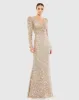 Puff Shoulder Sequined Surplice Gown sold by Mac Duggal