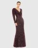 Puff Shoulder Sequined Surplice Gown sold by Mac Duggal
