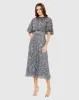 Embellished Cape High Neck Midi Dress sold by Mac Duggal