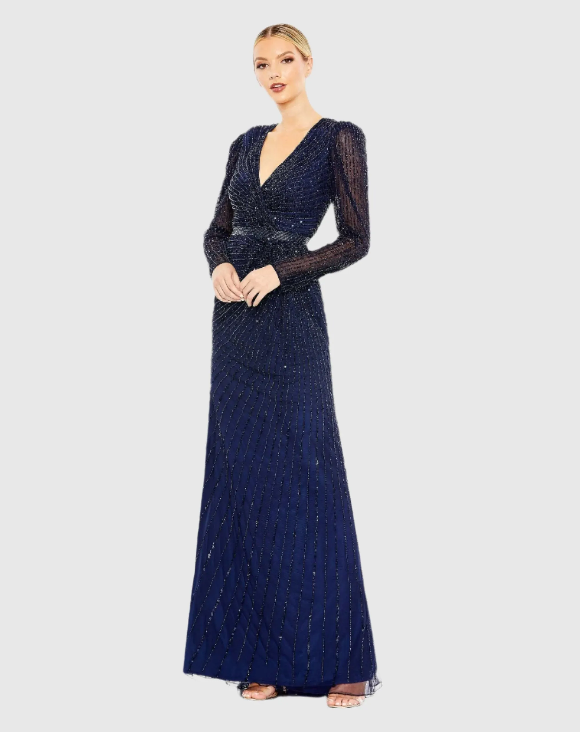 Sequined Wrap Over Long Sleeve Gown sold by Mac Duggal product image thumbnail 2