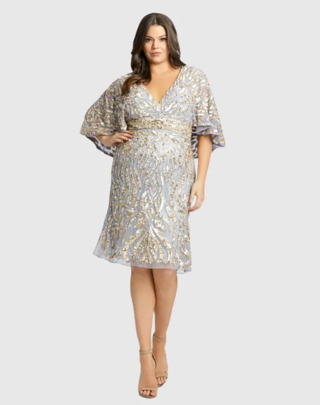 Embellished Cape Sleeve Cocktail Dress sold by Mac Duggal