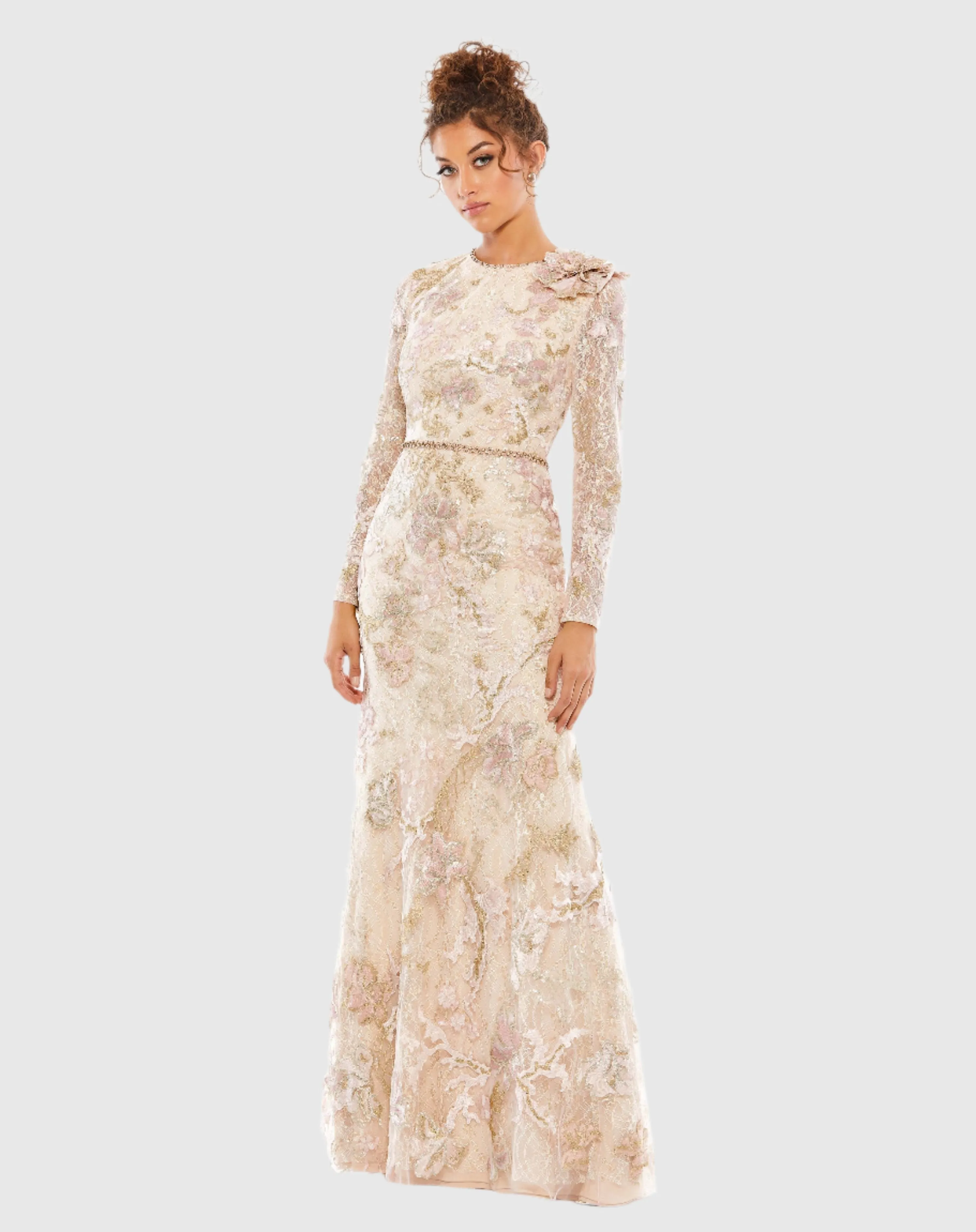 Floral Embroidered Lace Trumpet Gown sold by Mac Duggal