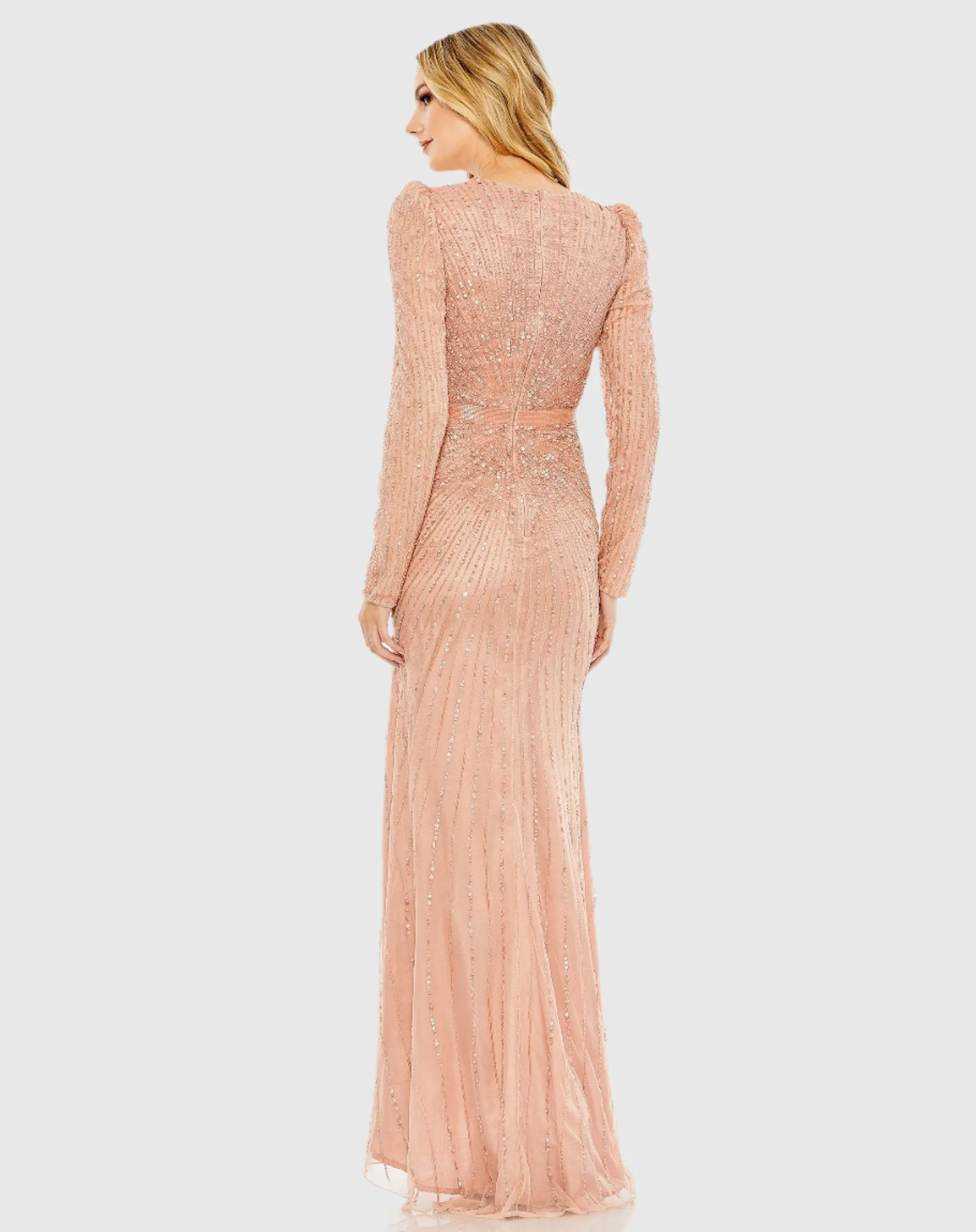 Pink Sequined Wrap Over Long Sleeve Gown - FINAL SALE sold by Mac Duggal product image thumbnail 3