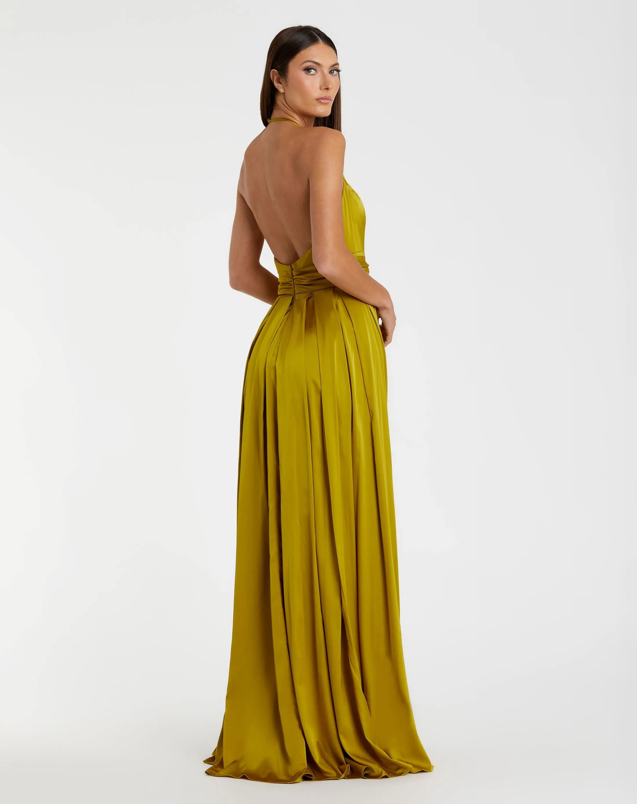 Green Halter Neck Charmeuse Gown sold by Mac Duggal product image thumbnail 3