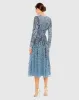 Blue Embellished Illusion High Neck Long Sleeve Dress sold by Mac Duggal