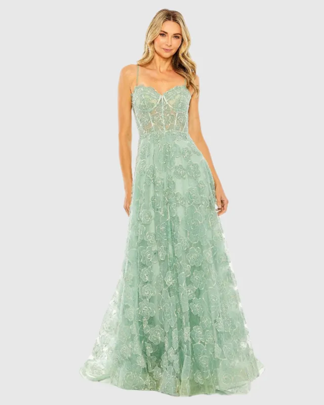 Green Embroidered Sweetheart Corset A-Line Gown sold by Mac Duggal