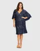Navy Embellished Cape Sleeve Cocktail Dress (Plus) sold by Mac Duggal