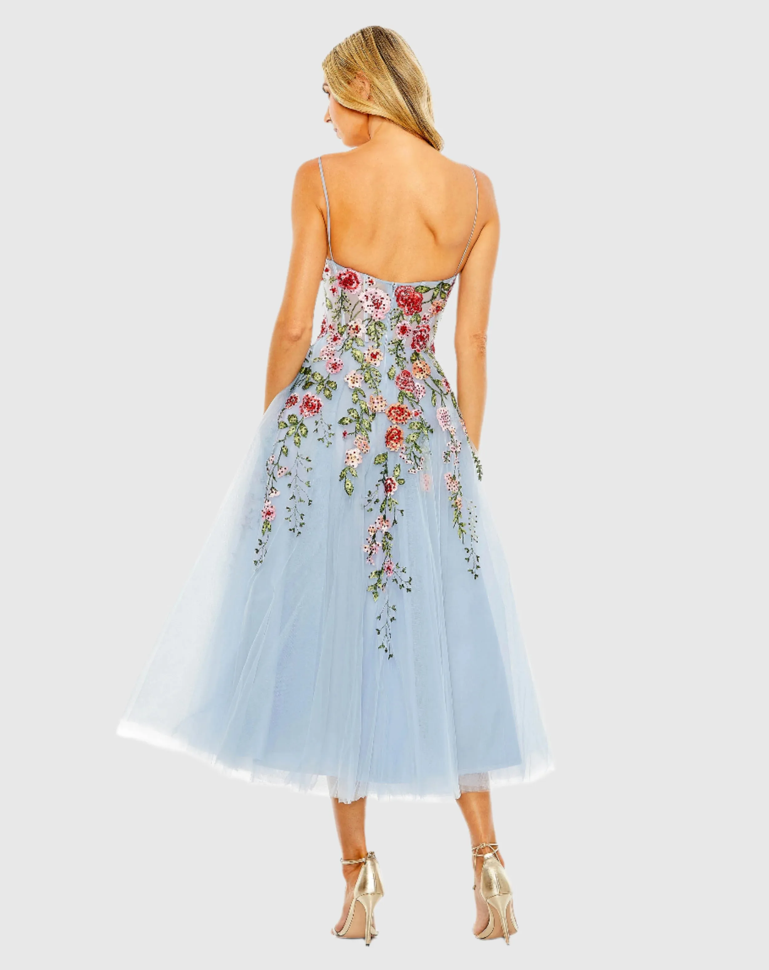Blue Bustier Embroidered Floral A-Line Dress sold by Mac Duggal product image thumbnail 3