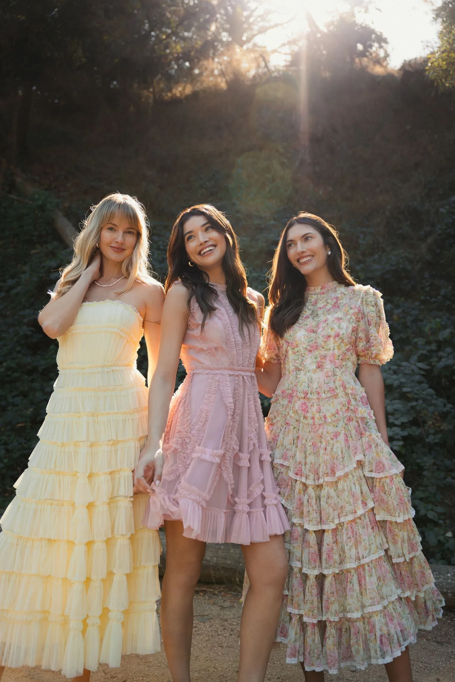 Beige Floral High Neck Midi Dress with Lace Trim sold by Mac Duggal product image thumbnail 4