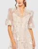 Pink Queen Anne Puff Sleeve A-Line Gown sold by Mac Duggal