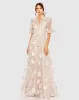 Pink Queen Anne Puff Sleeve A-Line Gown sold by Mac Duggal