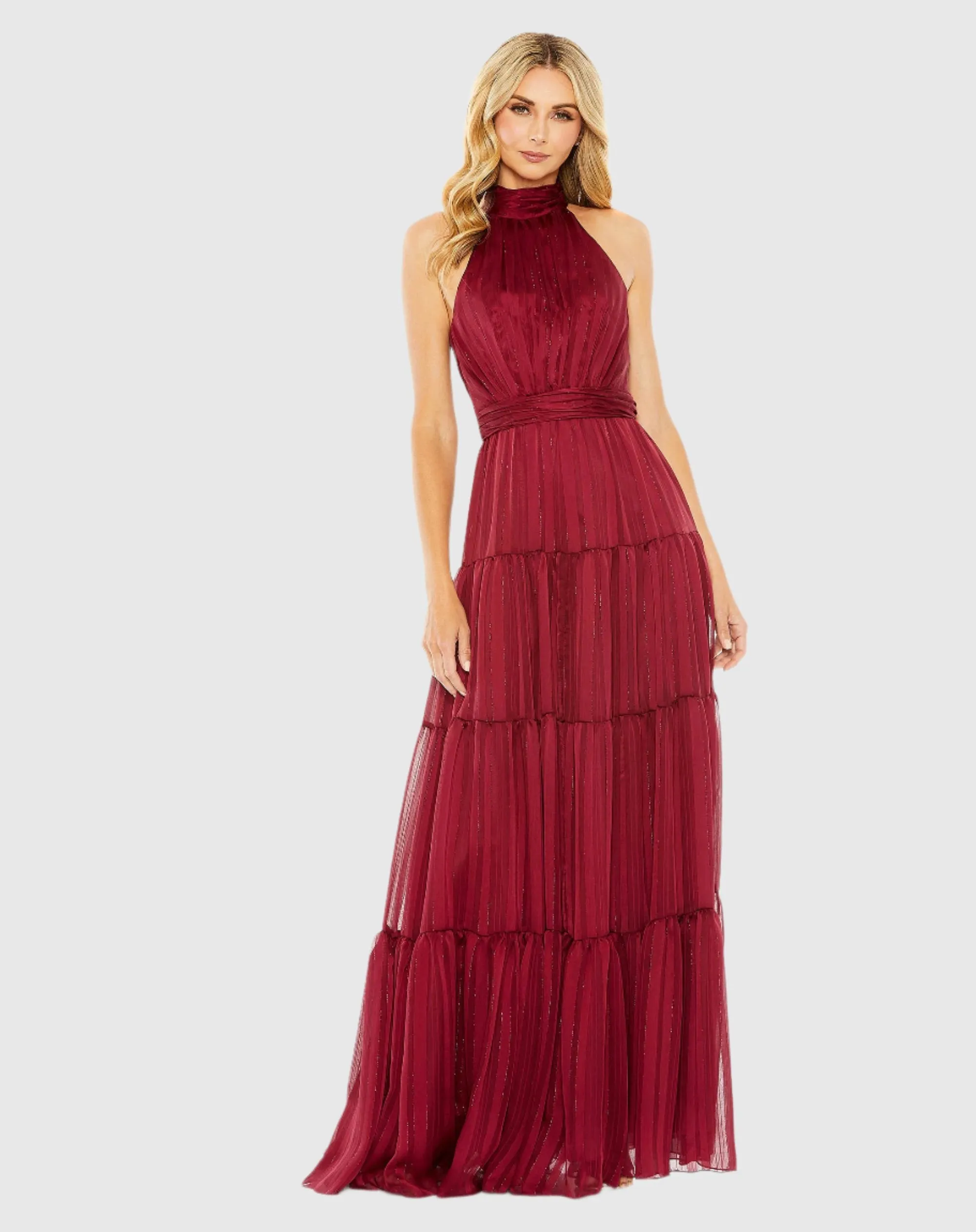Tie Neck Tiered Halter Gown sold by Mac Duggal product image thumbnail 2