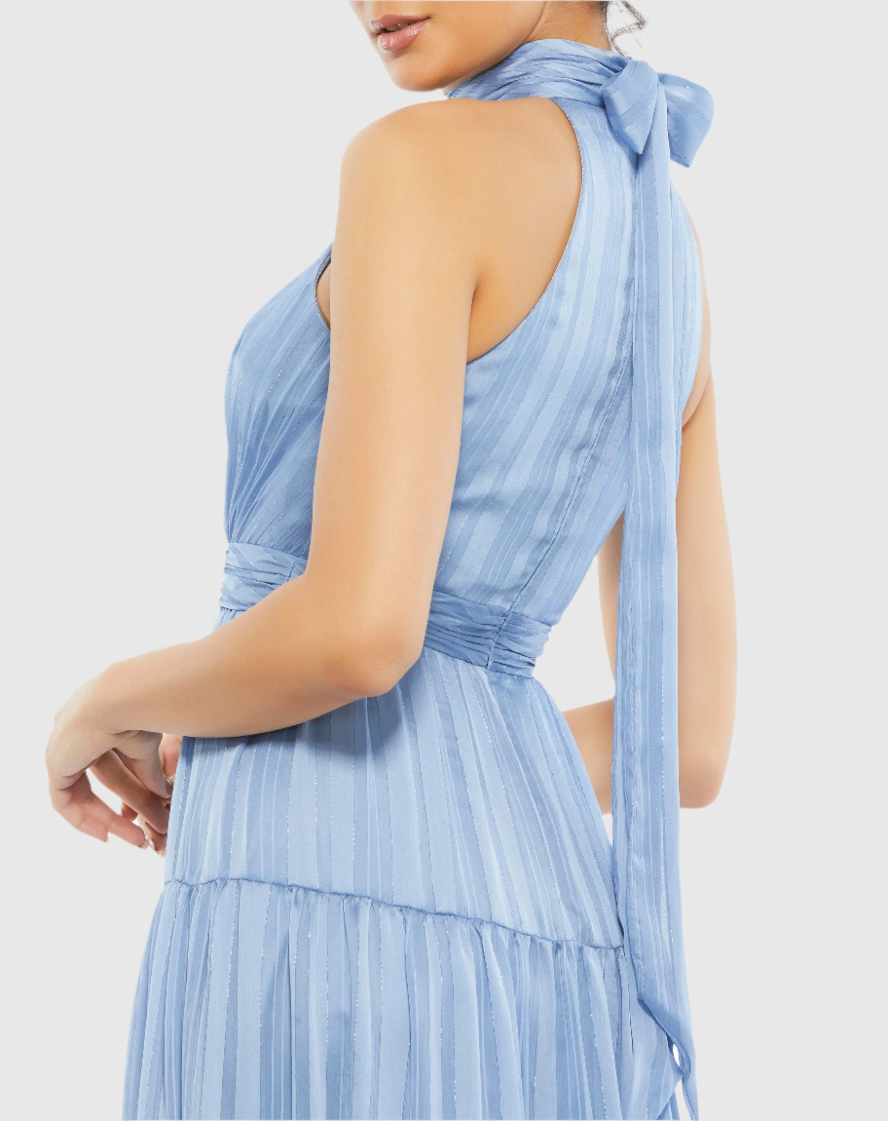 Blue Tie Halter Neck Tiered Gown sold by Mac Duggal product image thumbnail 2