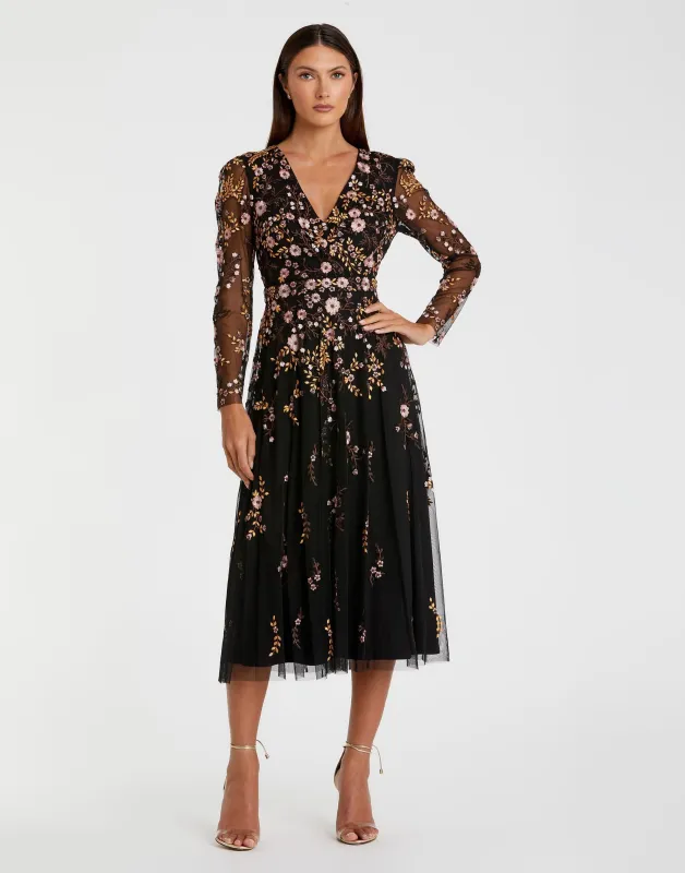 Multicolor Floral Embroidered A-Line Cocktail Dress sold by Mac Duggal