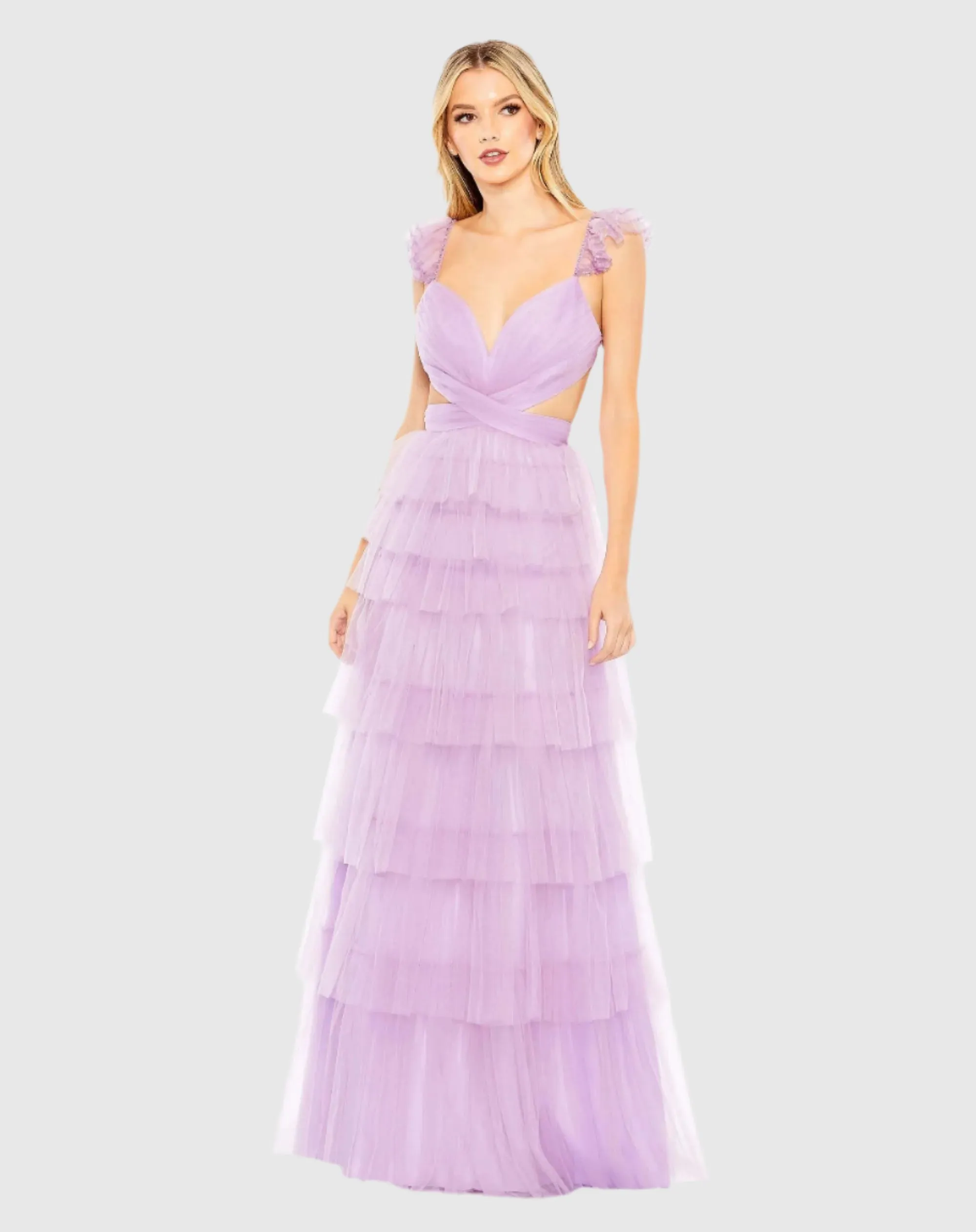 Ruffle Tiered Tulle Cut Out Gown sold by Mac Duggal product image thumbnail 2