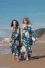 Multicolor High Neck Floral Babydoll Long Dress sold by Mac Duggal
