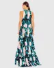 Multicolor High Neck Floral Babydoll Long Dress sold by Mac Duggal