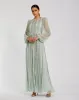 High Neck Long Sleeve A-line Gown With Pearl Beading sold by Mac Duggal