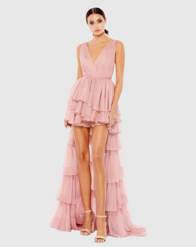 High Low Tiered Gown with Built In Bodysuit sold by Mac Duggal