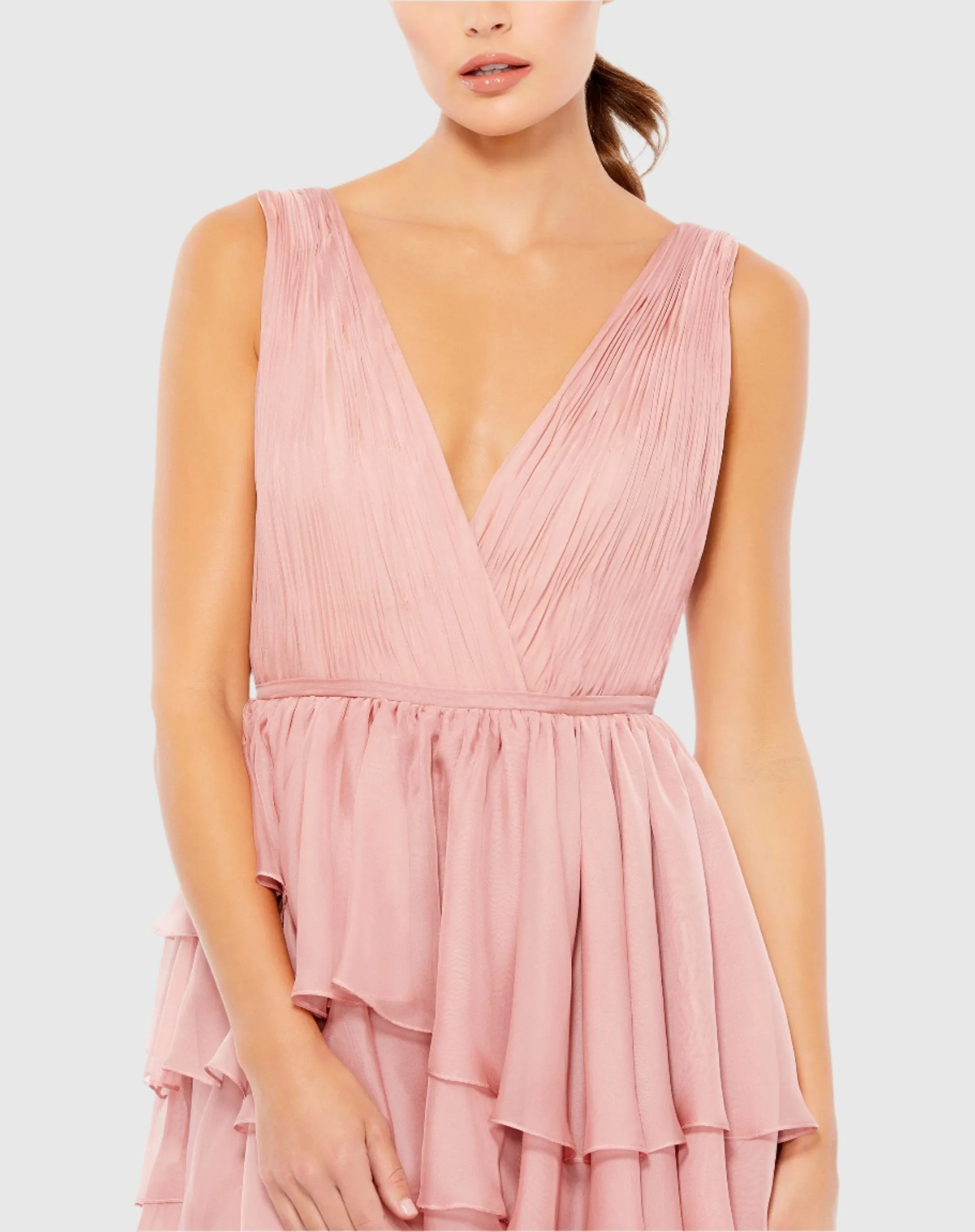 Pink High Low Gown with Built In Bodysuit sold by Mac Duggal product image thumbnail 2