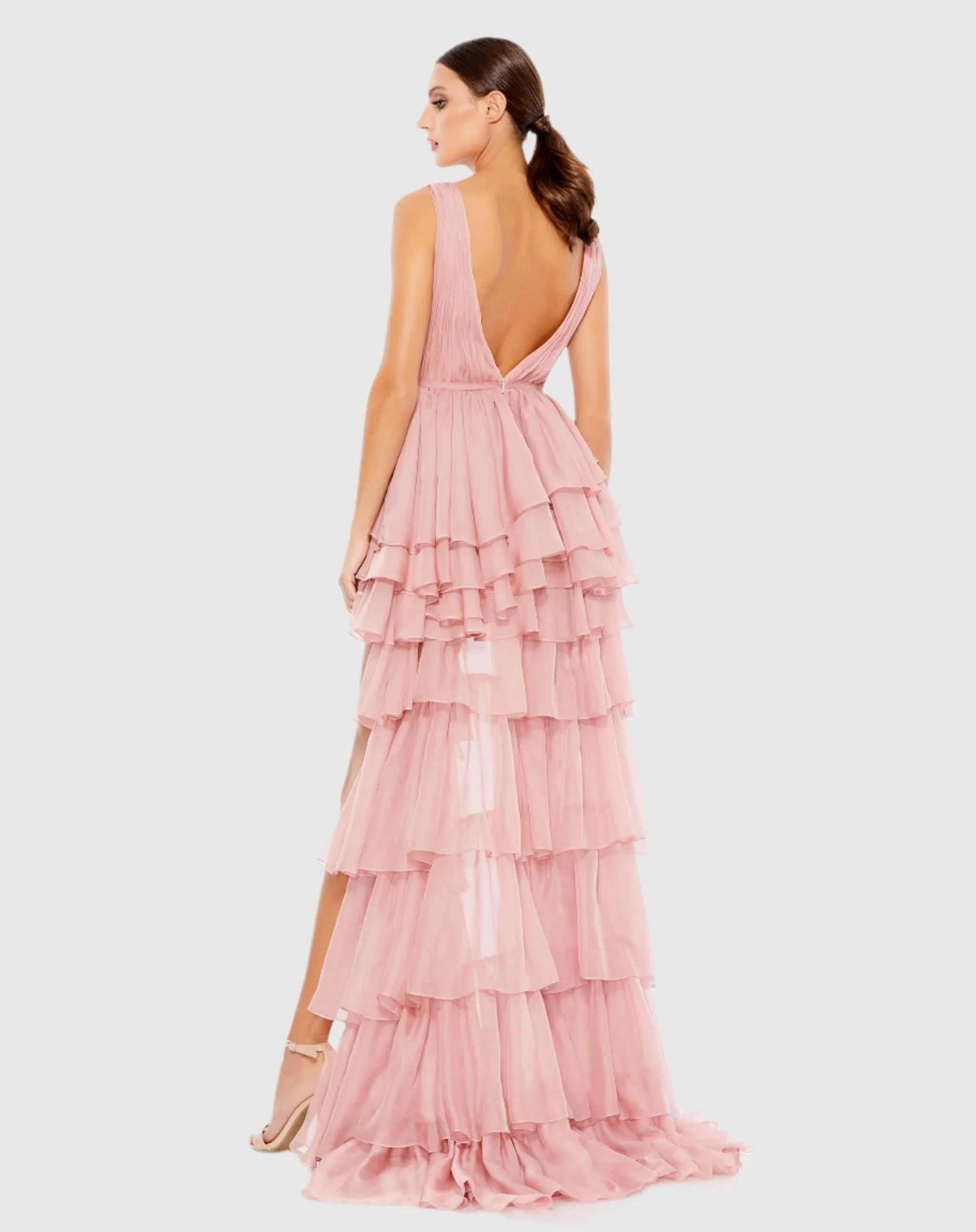 Pink High Low Gown with Built In Bodysuit sold by Mac Duggal product image thumbnail 3