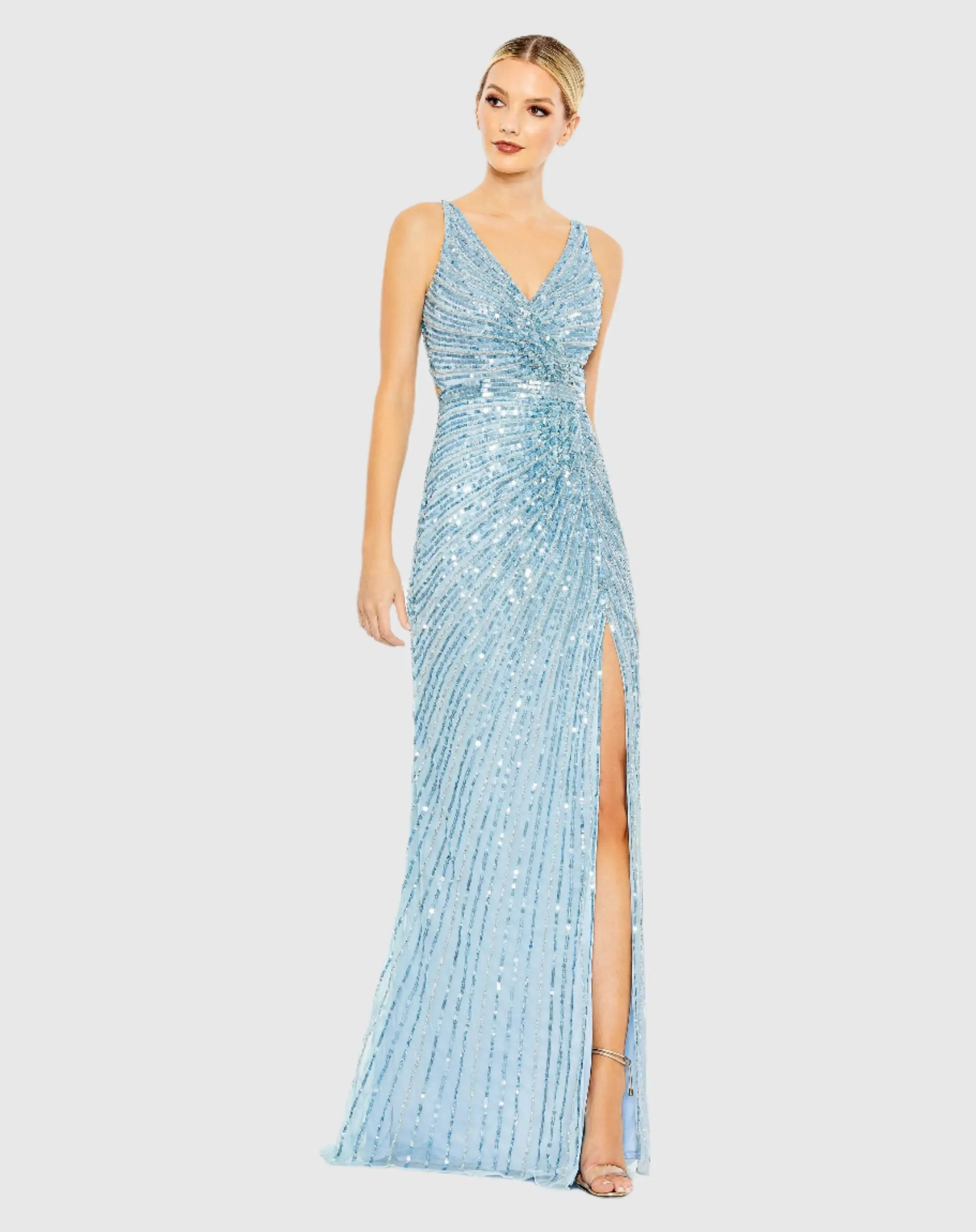 Sequined Faux Wrap Sleeveless Gown sold by Mac Duggal