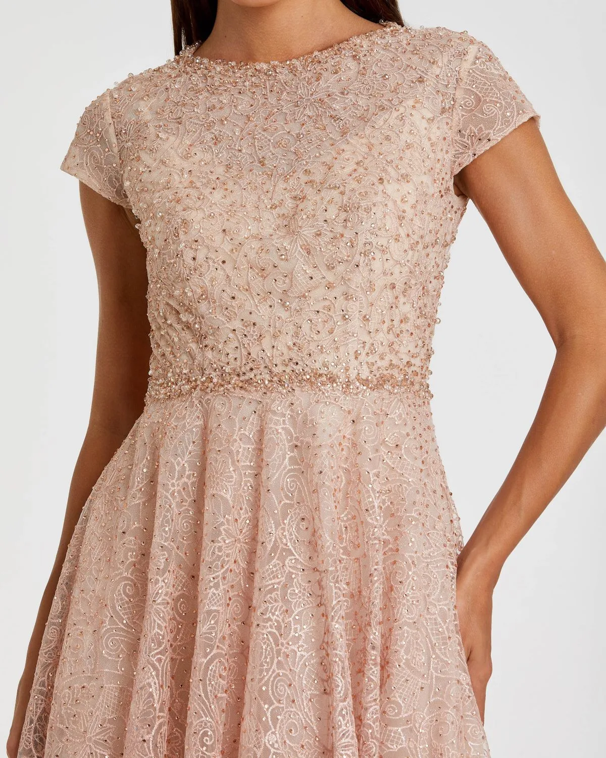 Pink Embellished Cap Sleeve A Line Dress sold by Mac Duggal product image thumbnail 2