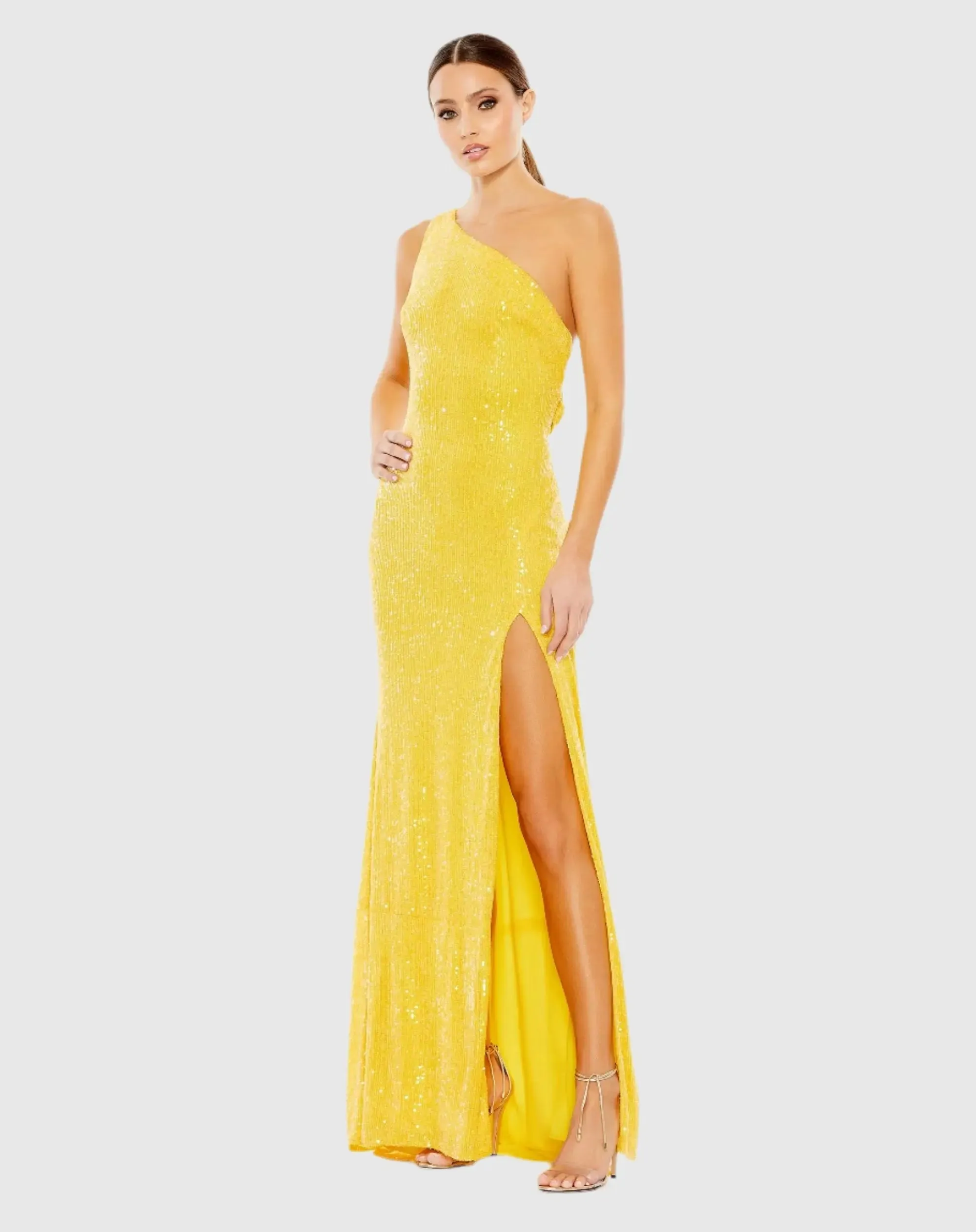 Sequined One Shoulder Draped Back Gown sold by Mac Duggal product image thumbnail 4