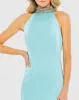 Blue Open Back Jeweled Halter Midi Dress sold by Mac Duggal