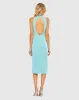 Blue Open Back Jeweled Halter Midi Dress sold by Mac Duggal