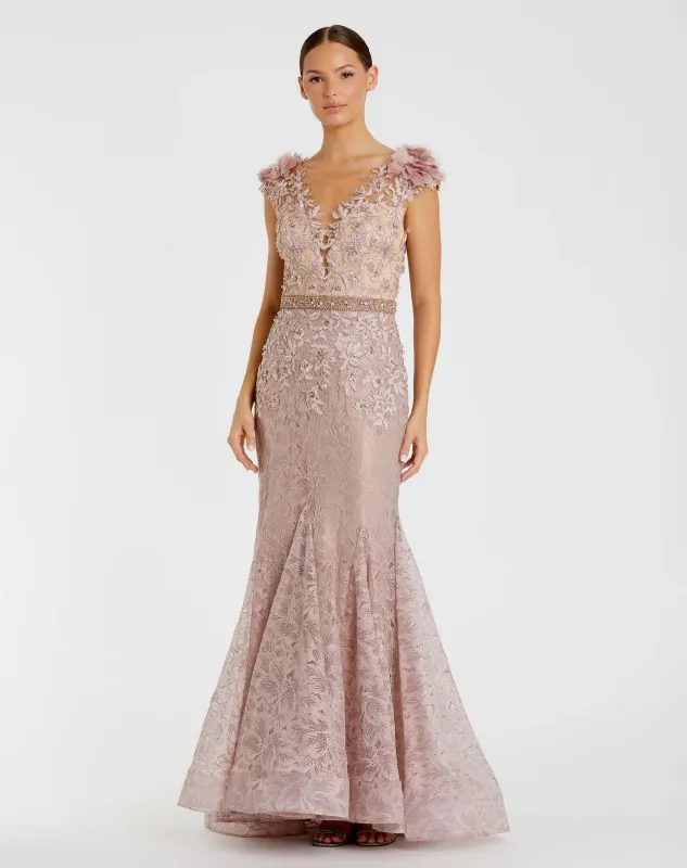 Embroidered Illusion Appliqued Bodice Trumpet Gown sold by Mac Duggal