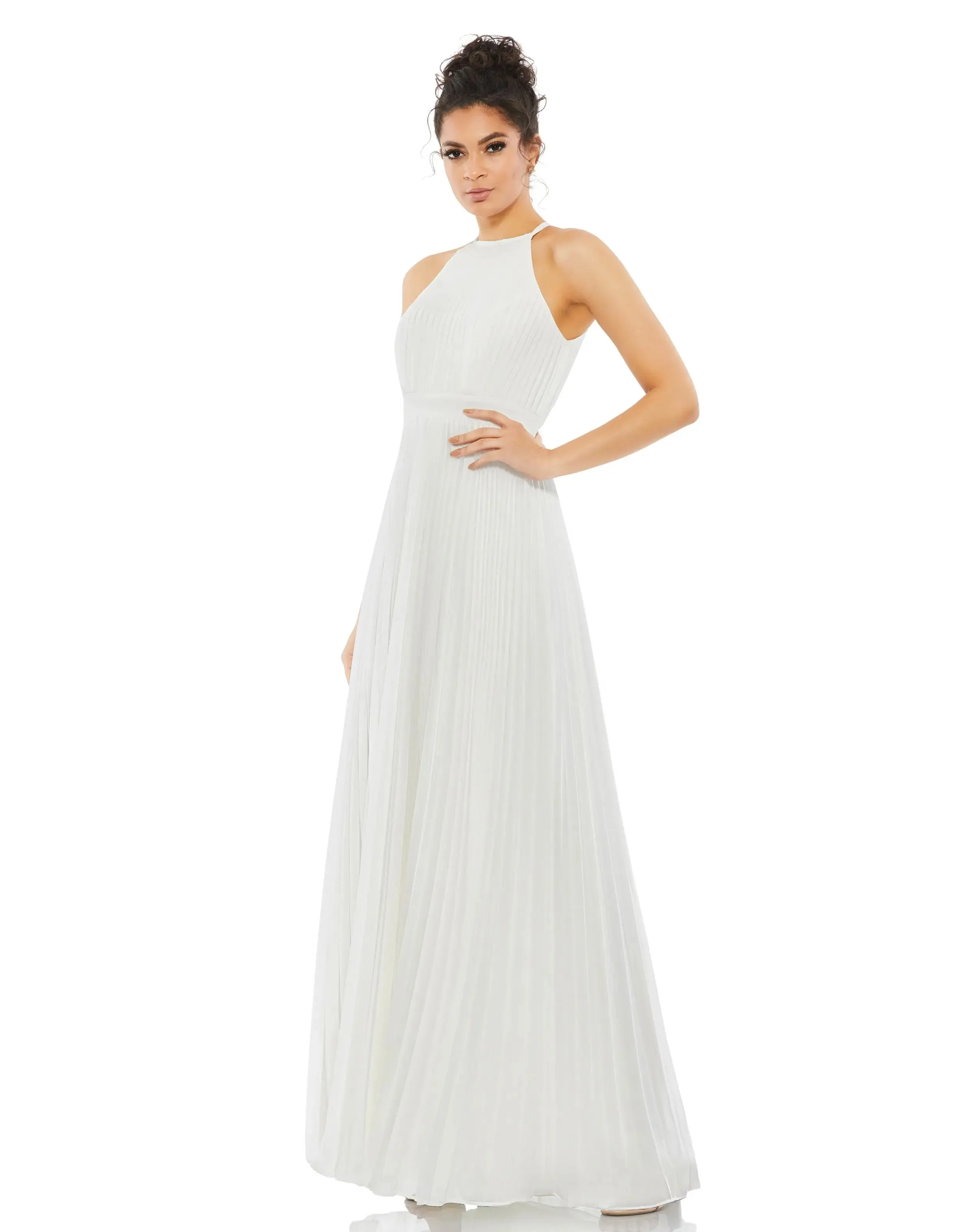 Pleated Halter Neck Flowy Gown sold by Mac Duggal