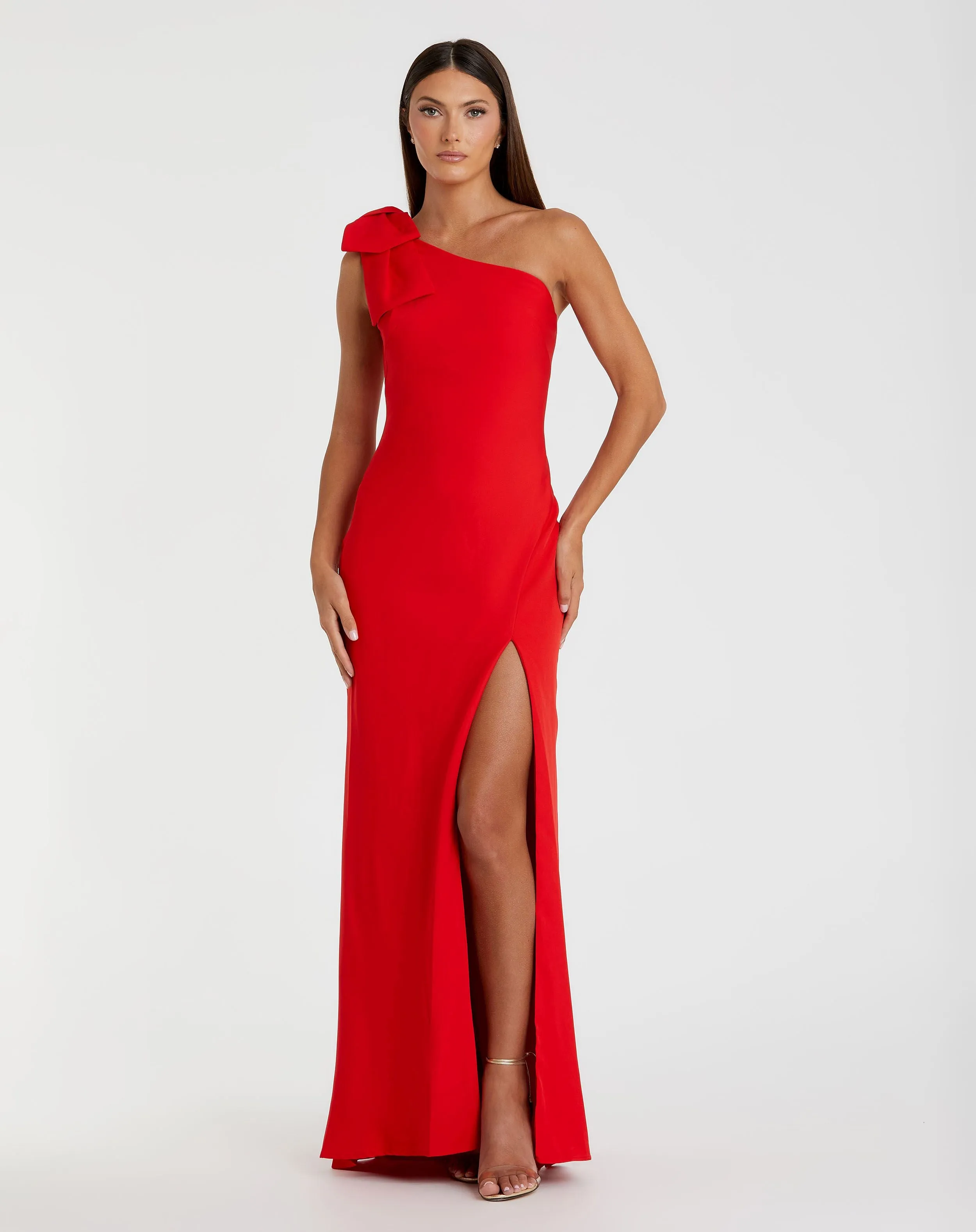 Crepe One Shoulder Bow Gown sold by Mac Duggal product image thumbnail 2