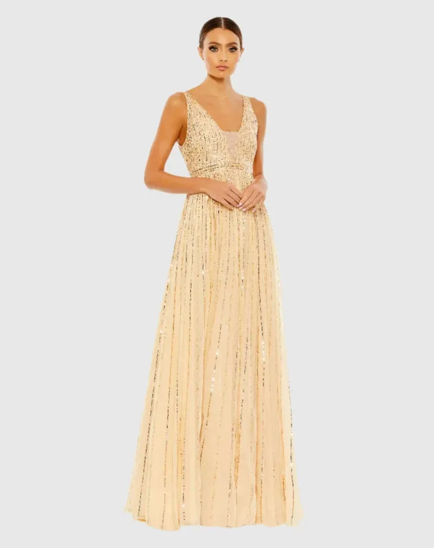 Sequin Plunge Neck Evening Gown sold by Mac Duggal