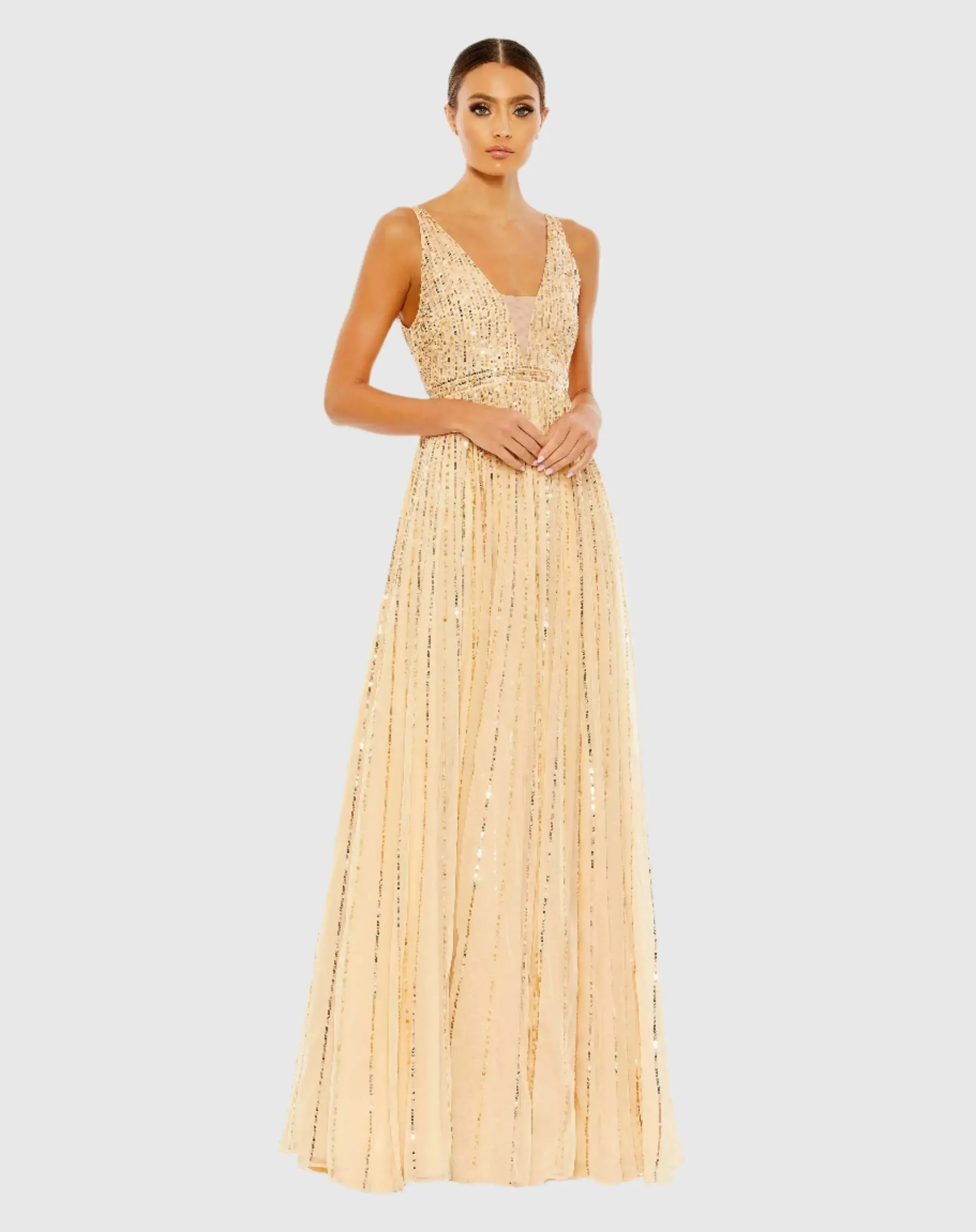 Sequin Plunge Neck Evening Gown sold by Mac Duggal