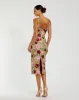 Beige Floral Beaded Scoop Neck Midi Dress sold by Mac Duggal