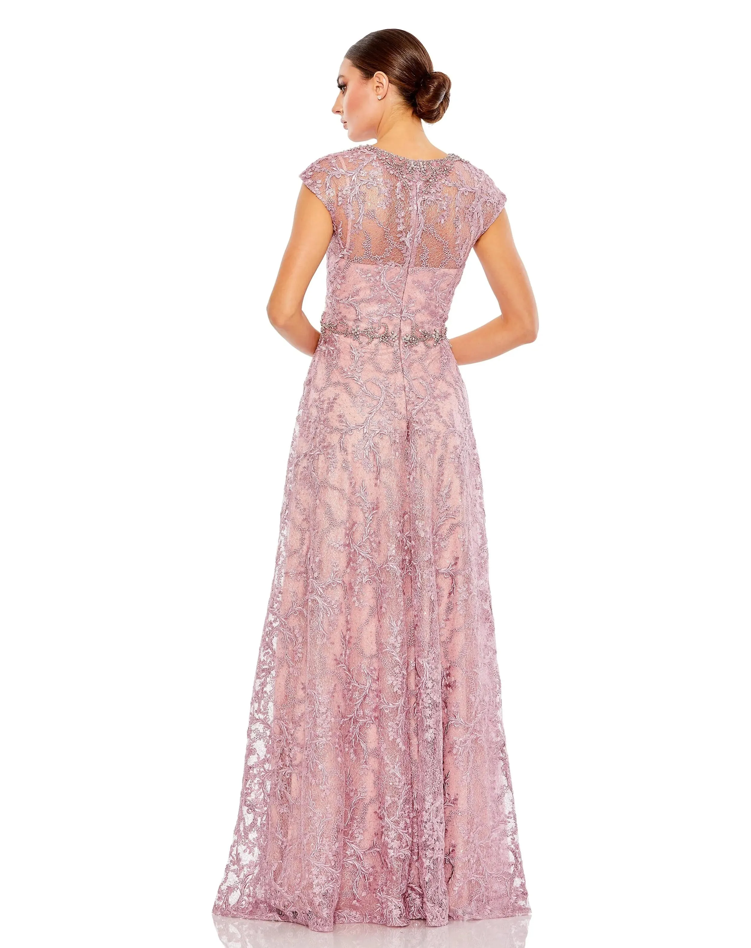 Pink Embroidered Cap Sleeve A Line Gown sold by Mac Duggal product image thumbnail 3