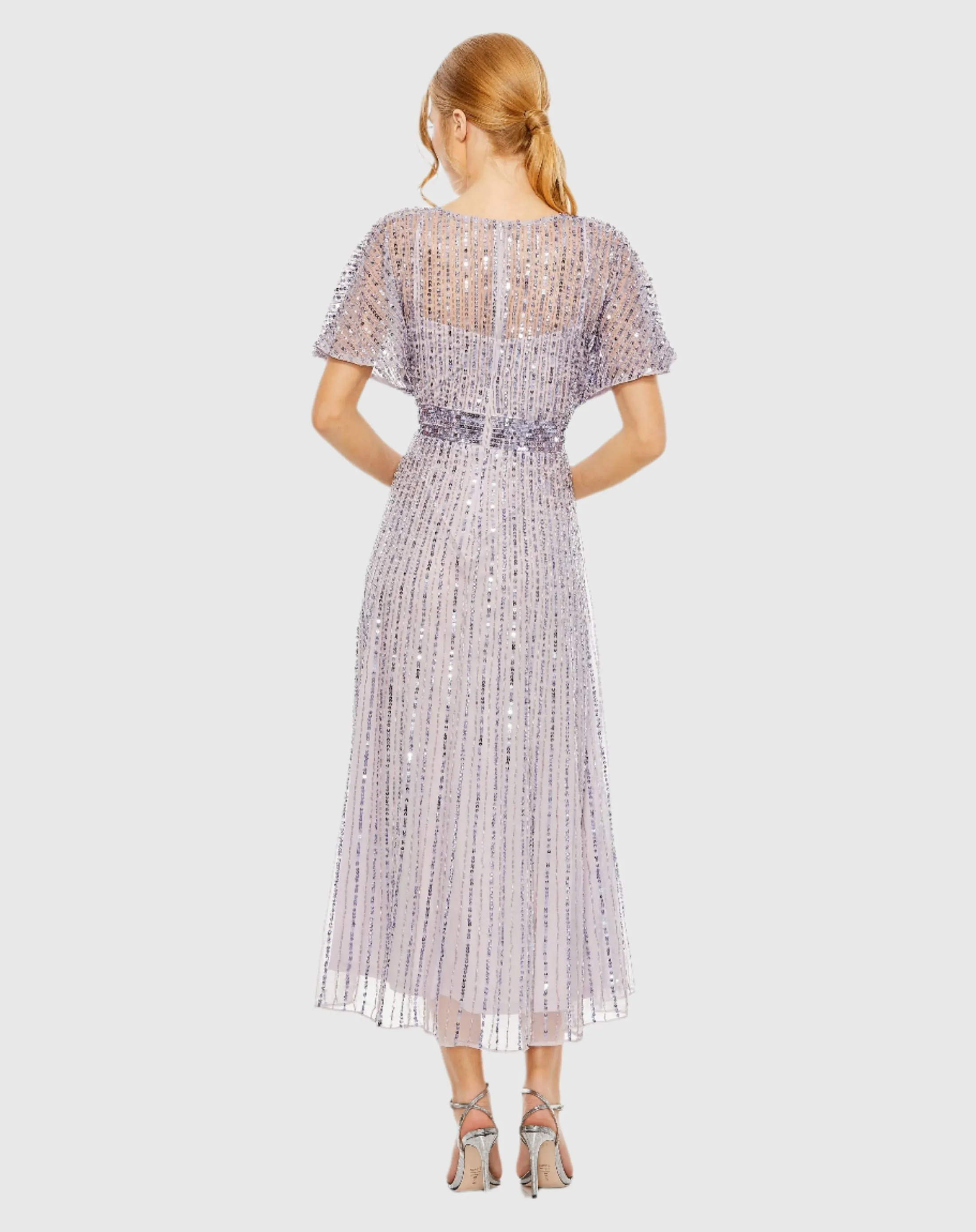 Purple Embellished Short Sleeve Empire Waist Dress sold by Mac Duggal product image thumbnail 3