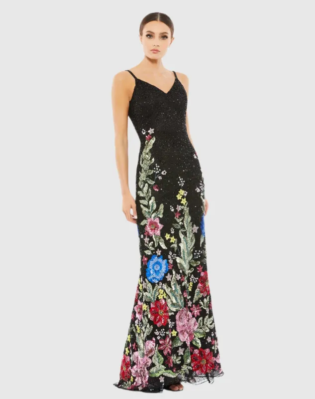 Floral Embellished Spaghetti Strap Gown sold by Mac Duggal