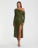 One Shoulder Sequin Long Sleeve Midi Dress sold by Mac Duggal