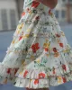 Ivory Floral Square Neck Ruffle Mini Dress sold by Mac Duggal