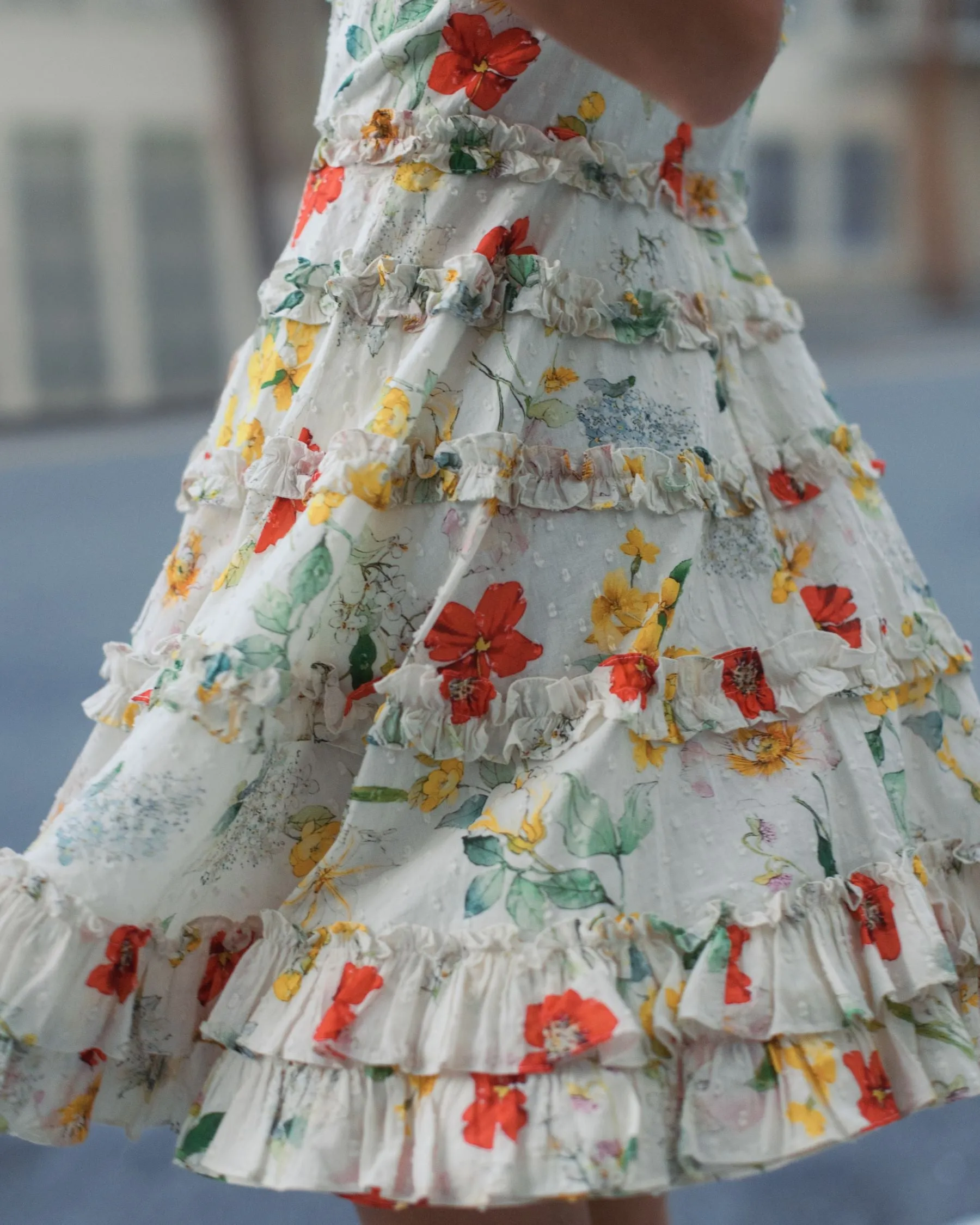 Ivory Floral Square Neck Ruffle Mini Dress sold by Mac Duggal product image thumbnail 5