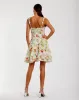 Ivory Floral Square Neck Ruffle Mini Dress sold by Mac Duggal