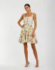 Ivory Floral Square Neck Ruffle Mini Dress sold by Mac Duggal