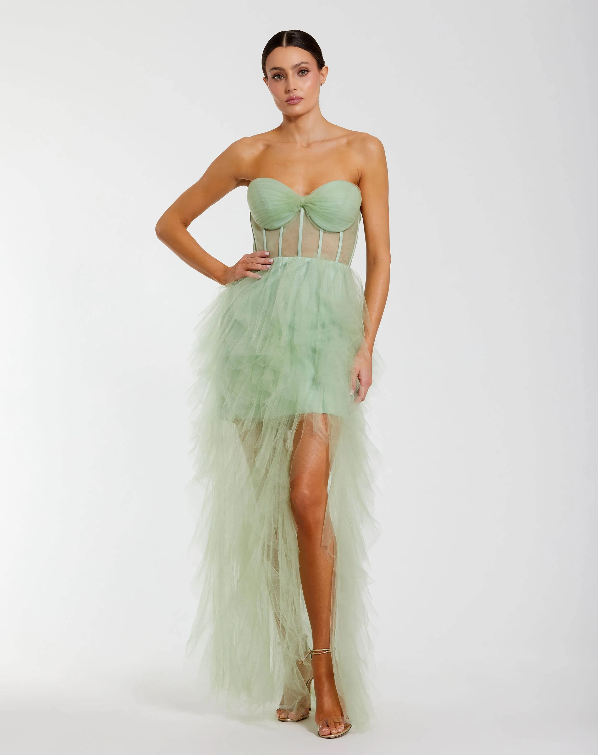Strapless Bustier Net Gown With Spiral Ruffles sold by Mac Duggal product image thumbnail 2